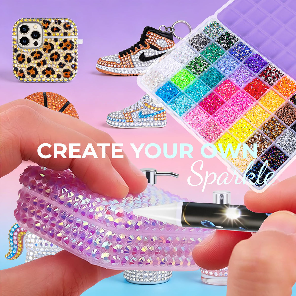 Bedazzling Kit 40000Pcs 40 Colors Resin Jelly Rhinestones, Multicolor 3mm Flatback Gems for Diamond Art, Bedazzler Kit with 4Pcs 10ml B7000 Jewelry Glue & Tools for DIY Nail Art Crafting Makeup Adults