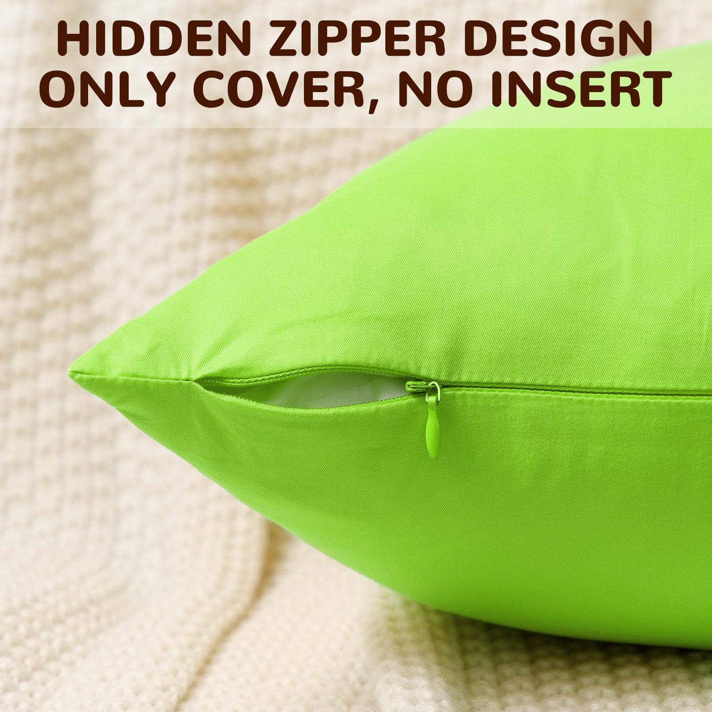 Coddsmz 6 Pack Decorative 100% Cotton Pillow Covers Square Cushion Cover Solid DIY Throw Pillowcase for Home Bed Sofa Halloween Christmas,Light Green,6 Pack-20" x 20"/50x50cm