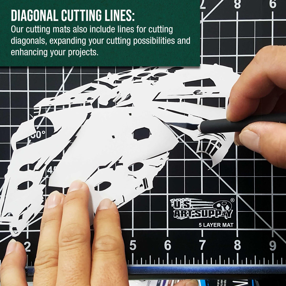 U.S. Art Supply 18" x 24" Self-Healing Cutting Mat 5-Ply - Double-Sided Green/Black Craft Mat, Non-Slip Cutting Mats for Crafts, Sewing, Quilting, Scrapbooking