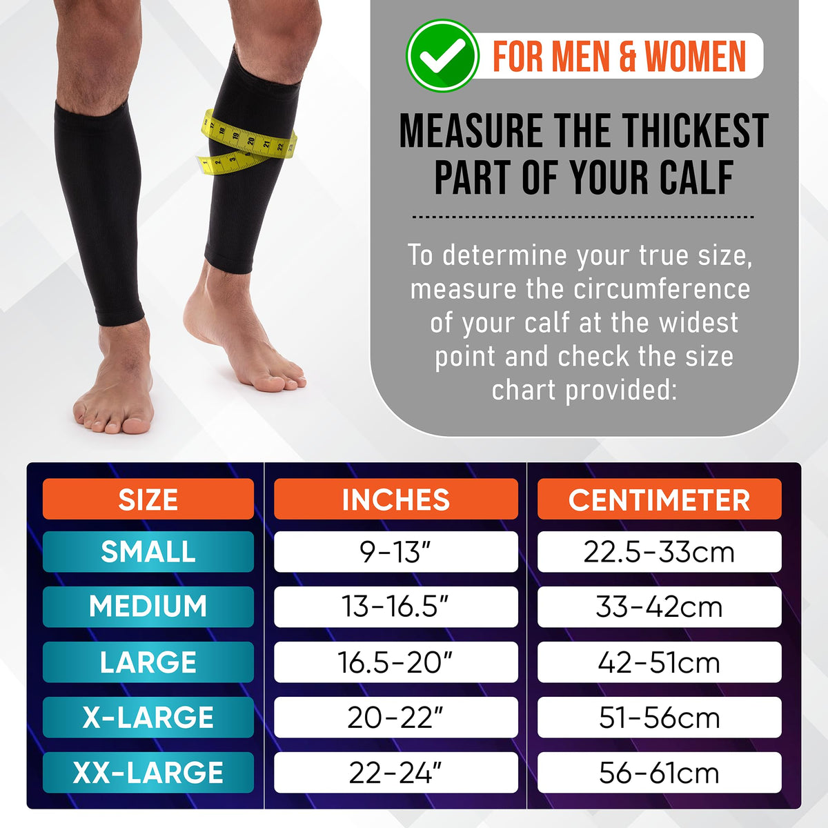 Calf Compression Sleeves for Men and Women - (1 Pair) Footless Compression Socks Support for Varicose Vein, Nursing, Pregnancy, Running - Leg Sleeve Brace for Shin Splints, Pain Relief and Swelling