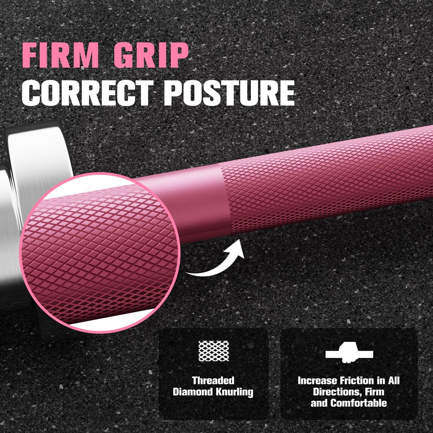 RitFit Barbell Weight Set - 4/6FT Olympic Barbell with Weight Plates (55-115LB Total) - Weightlifting Equipment for Squats, Curls, Deadlifts, Presses, Hip Thrusts 4FT Pink Bar with 30LB Pink Plates