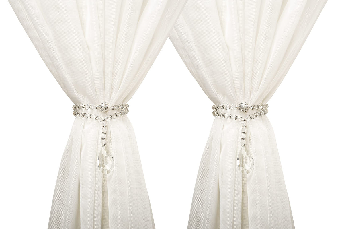 SUQ I OME 1 Pair of Luxury Crystal Beaded Magnetic Curtain Tieback and Holdback Curtain Clips Curtain Buckle Curtain Holder Blingbling Curtain Holdbacks for Drapes,Crystal