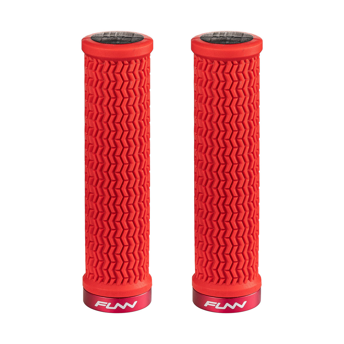 Funn Holeshot Mountain Bike Grips with Single Lock On Clamp, Lightweight and Ergonomic Bike Handle Grips with 22 mm Inner Diameter, Hardened End Bicycle Handlebar Grips for MTB/BMX (Red)