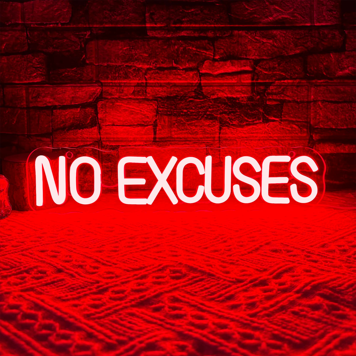 No Excuses Gym Neon Sign, GYM Motivational Neon Workout Neon Sign Fitness Studio Training Room Decor GYM Wall Art Decor Light Sign Gym Enthusiasts Gymnastic Sign(14.1 * 3.1in)