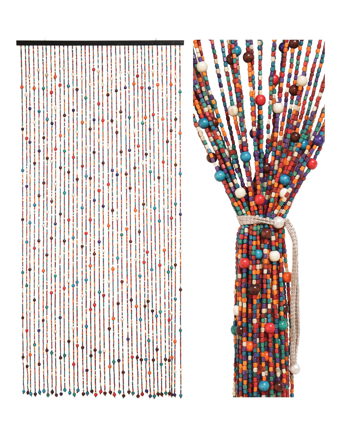 Ezcasch 38 Strands Beaded Curtain Bamboo Curtain for Doorways Multi-Scenario Application Purely Handmade Beaded Curtains as Insect Screen for Bedroom or Balcony 35.4" x 78.7", Rainbow