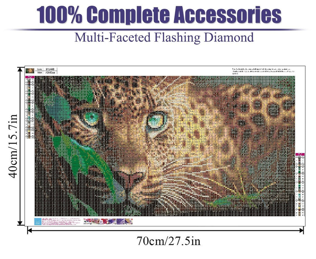 BOHADIY 5D Diamond Painting Kits for Adults,Animal Leopard Diamond Art Kits for Adult Beginner,DIY Full Drill Diamond Dots Paintings with Gem Art and Crafts for Adults Home Wall Decor 27.5 x15.7 inch