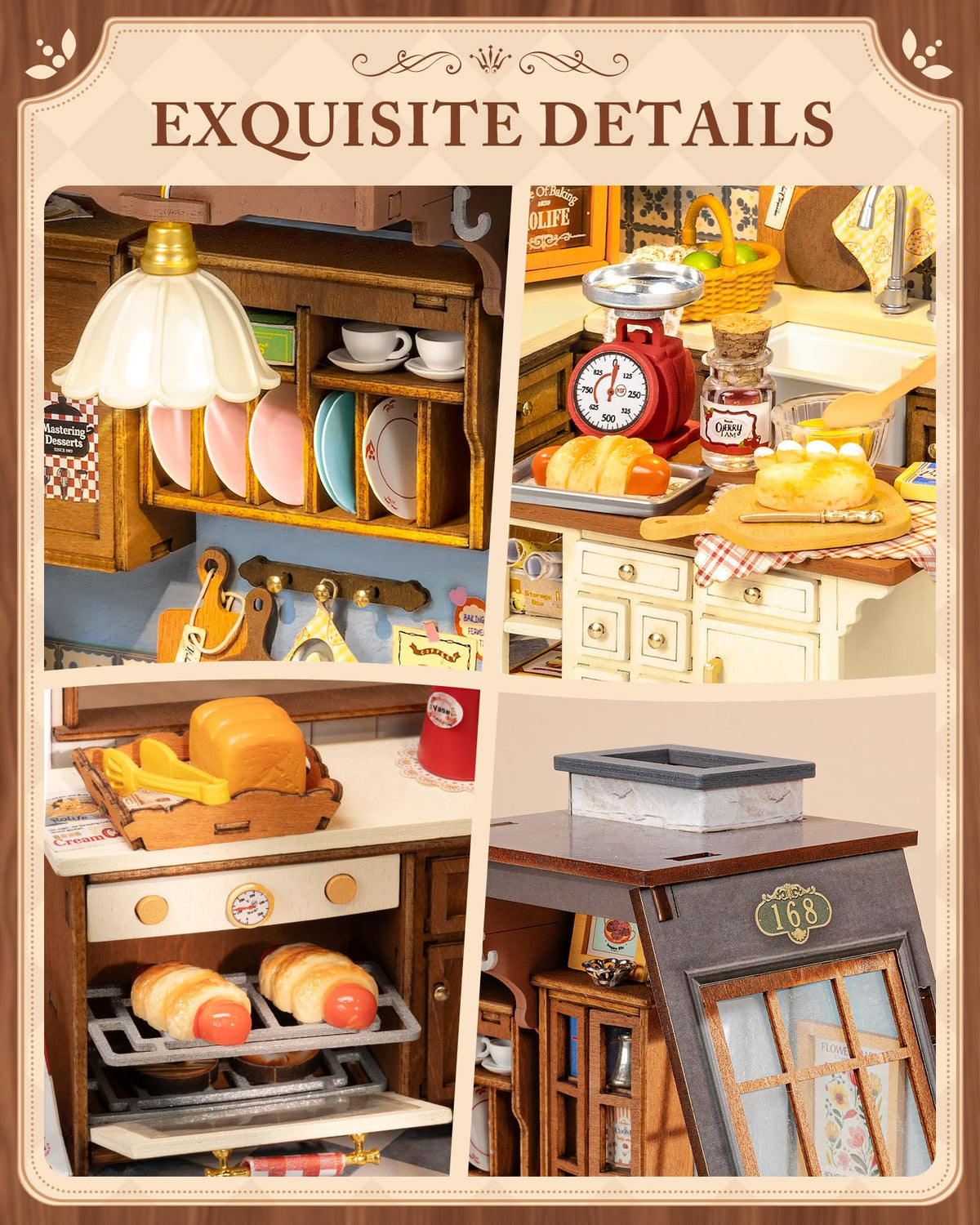 ROBOTIME DIY Miniature House Kit Dollhouse Kit for Adults Mini Tiny House Kit with Furniture Building Model Kit Crafts Creative Gift for Boys Girls (Baking Kitchen)