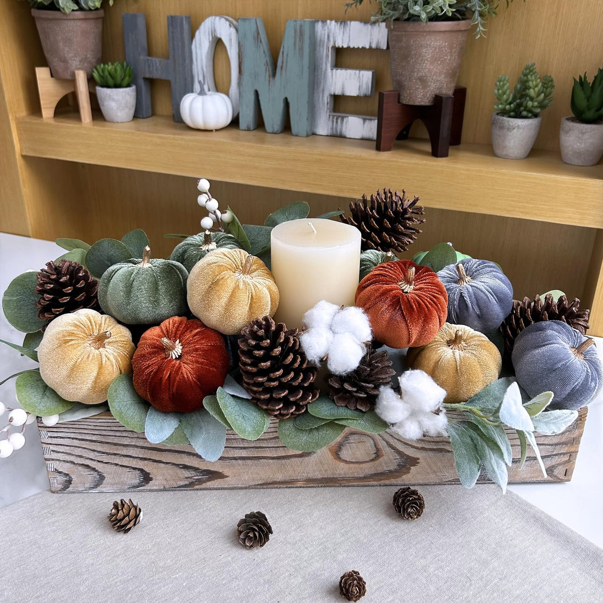 Winlyn 12 Pcs Assorted Small Faux Harvest Velvet Pumpkins Decorative Rust Olive Gold Gray Fabric Foam Pumpkins 3" for Fall Wedding Thanksgiving Halloween Table Centerpiece Farmhouse Decor