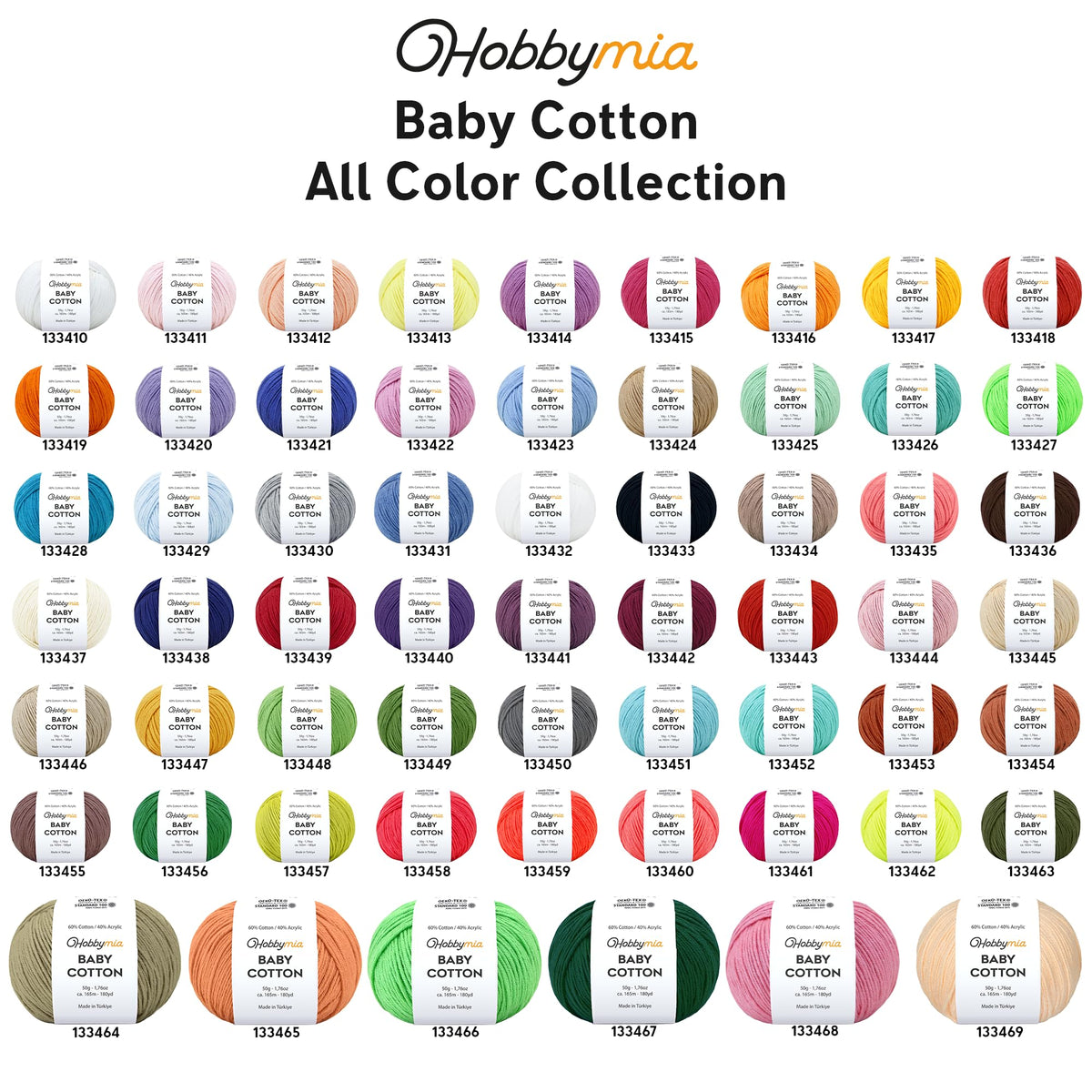 HobbyMia Baby Cotton Blend Yarn – Soft Sport Weight Yarn for Crochet & Amigurumi - 50g/180yds - 60% Cotton 40% Acrylic - Ideal for Baby & Knitting Proj. & 10 Stitch Markers(Mustard Yellow, 4 Balls)