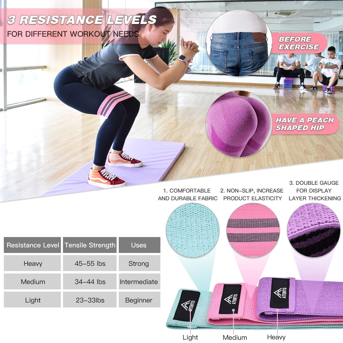 ATENTO 10 Pcs Barbell Pad Set, Hip Thrust Pad for Bench Press, Lunges, Workout, Leg Exercise, Squat Bar Pad (Pink)