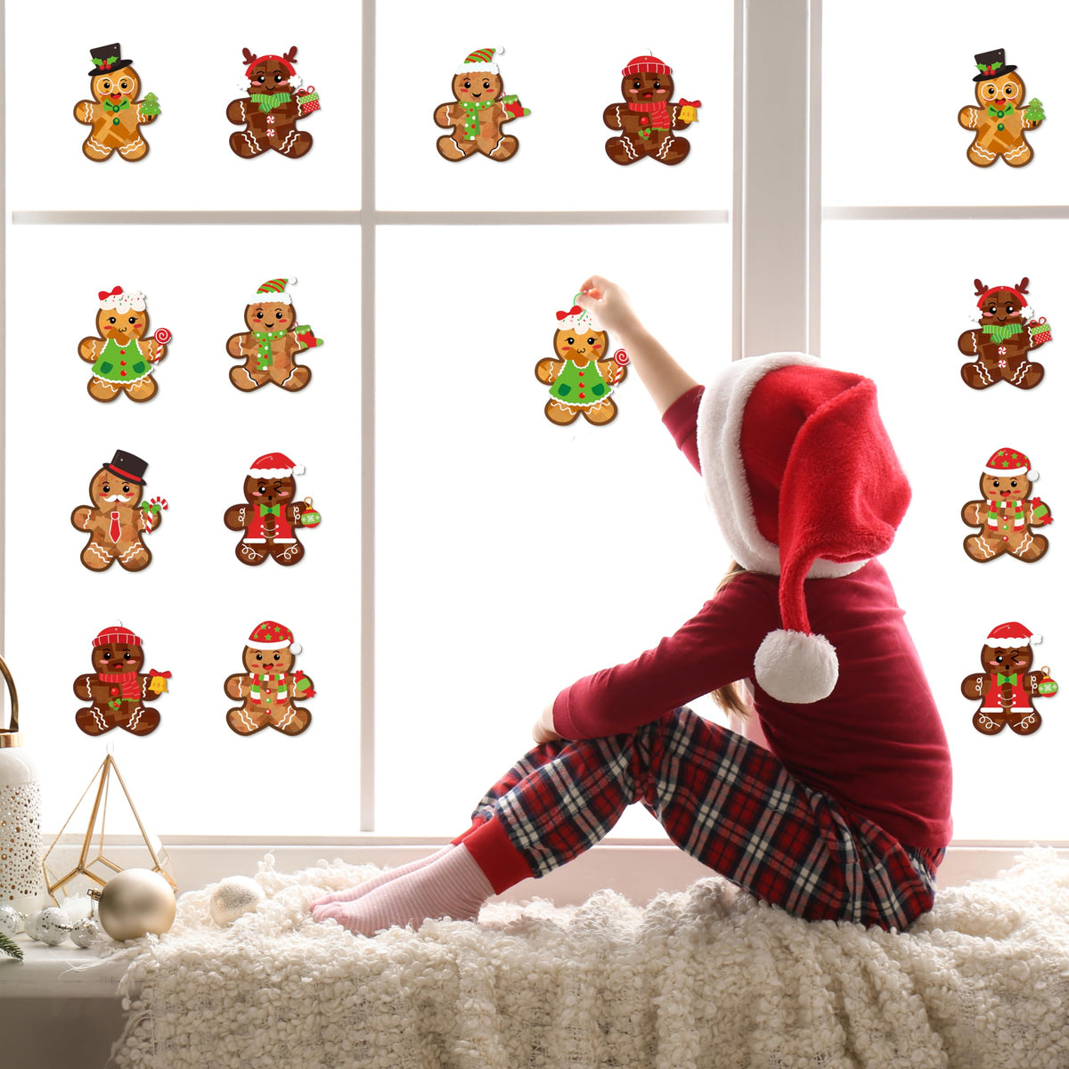 Renbuzhu 39PCS Christmas Crafts Bulk: Gingerbread Men Paper Suncatchers DIY Kit for Winter Xmas Holiday Activities Decorations, Window Stained Glass Effect Art Ornaments