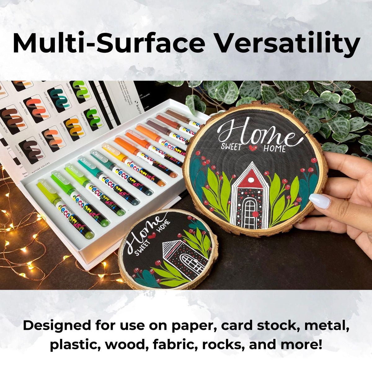 Karin Pigment Decobrush Acrylic Paint Markers, 84 Piece Master Set, Brush Tip, Acrylic Markers Set, Opaque, Lightfast & Waterproof Paint Pens for Wood, Fabric, Canvas, Rock Painting and More