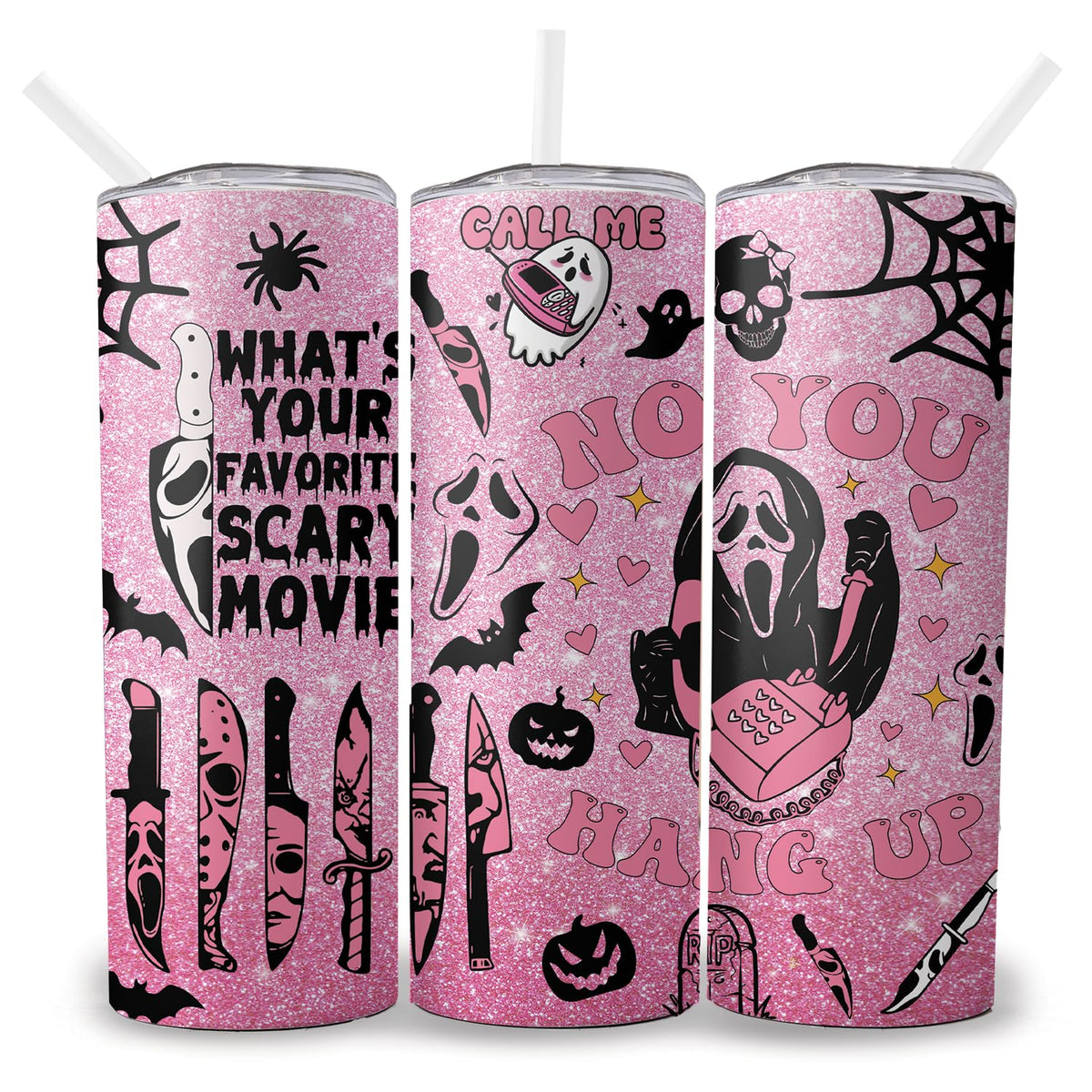 Hogg 20 oz Halloween Travel Mug, What's Your Favorite Scary Movie Cup, Ghostface Merch, Horror Gifts for Women, Stainless Steel Halloween Coffee Tumbler, No You Hang Up, Spooky Cups