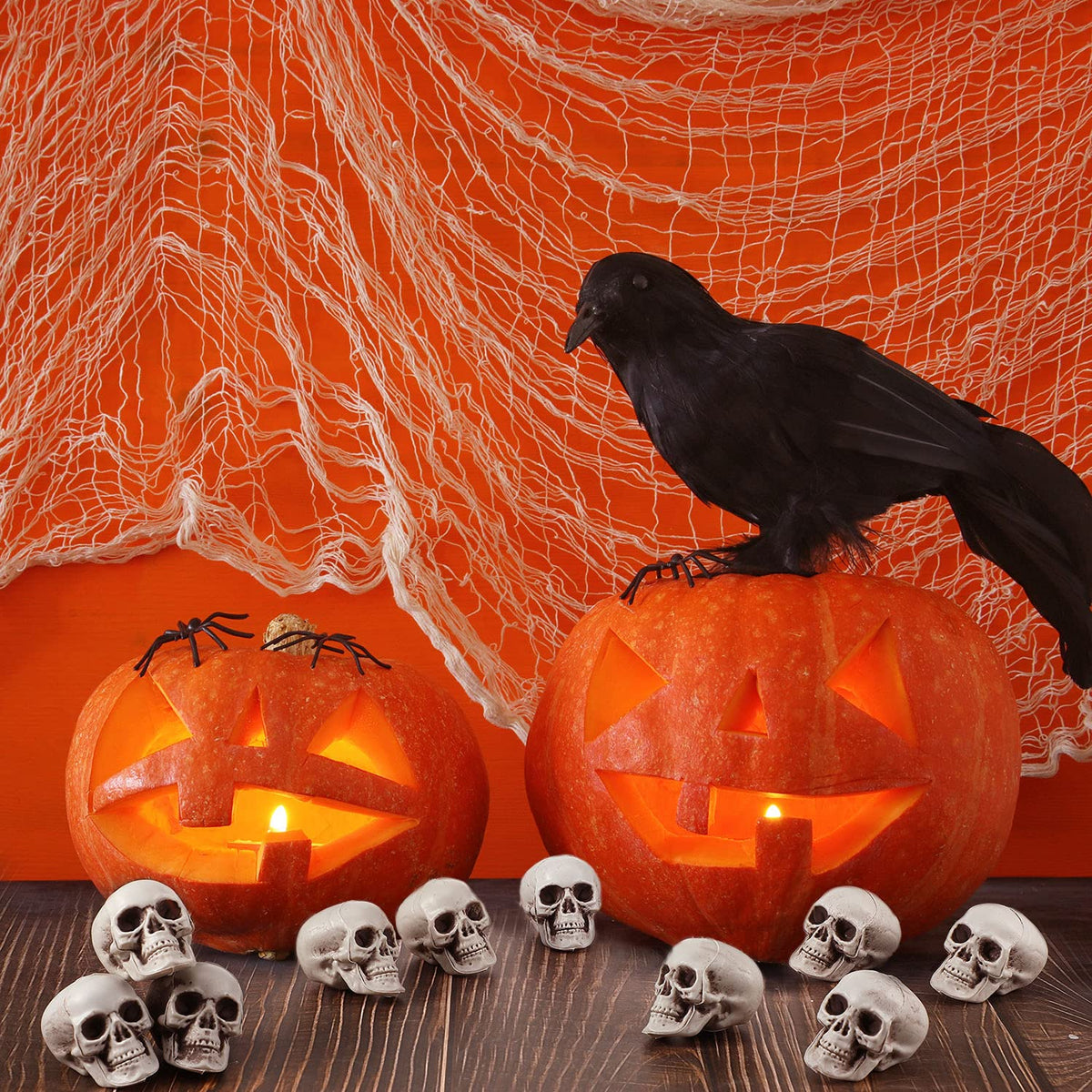 Boao 10 Pieces Halloween Skeleton Head Small Mini Skulls for Halloween Party Decoration Props, Table Decor