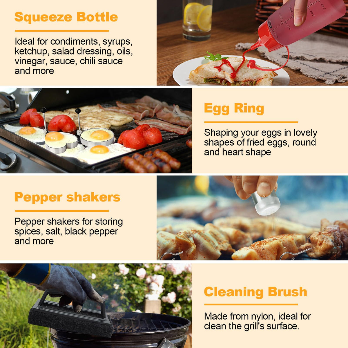Terlulu Griddle Accessories Kit, 28 PCS Flat Top Grill Accessories for Blackstone and Camp Chef, Metal Spatula Set with Burger Press, Melting Dome, Tongs, Scraper, Carry Bag for Outdoor Grilling BBQ