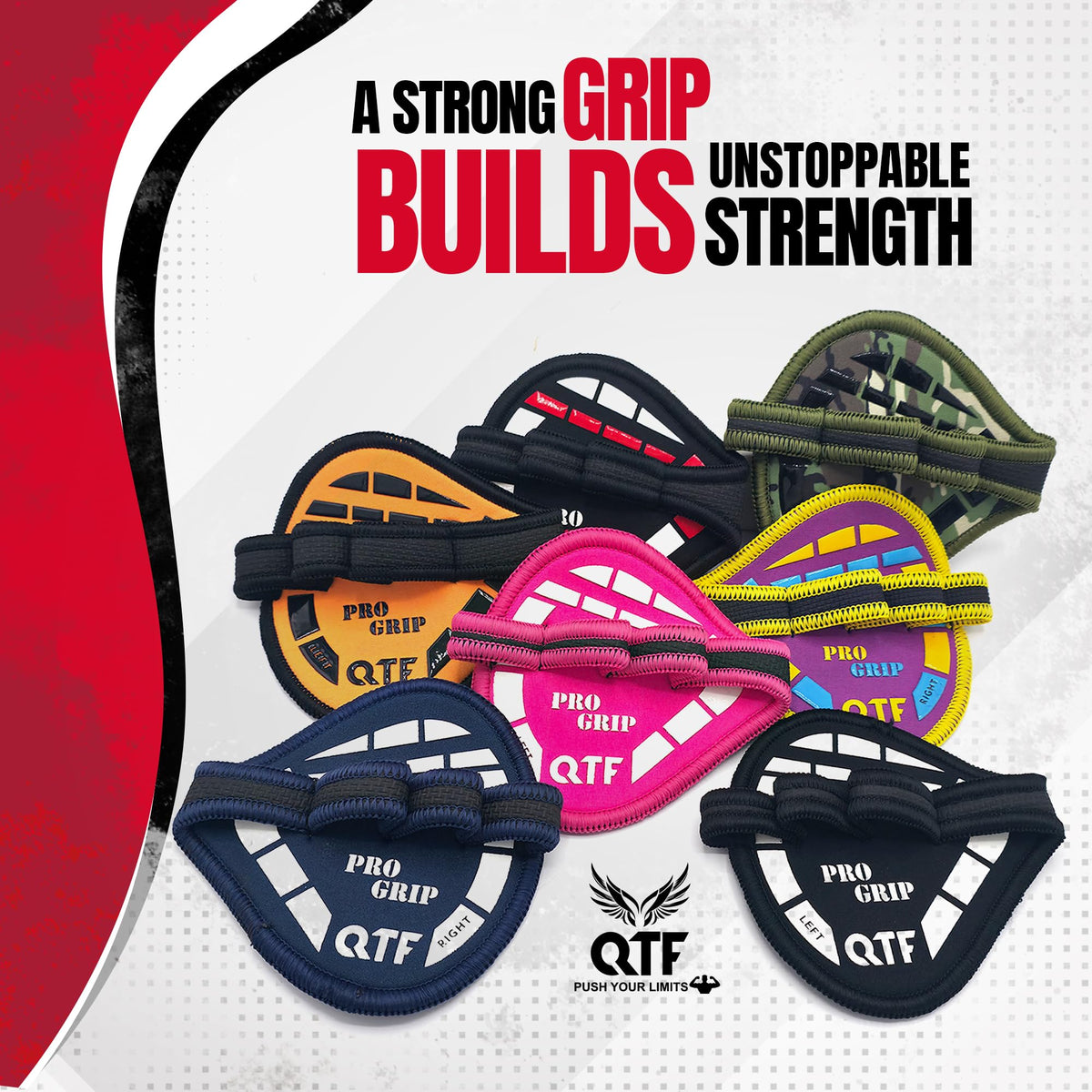 QTF Gym Grips Pads - Neoprene Gloves Gym Palm Protector Weight Lifting Grips Replacement of Workout Gloves Men and Women - Lifting Grips Pads for Weightlifting, Calisthenics & Pull Ups (Black)