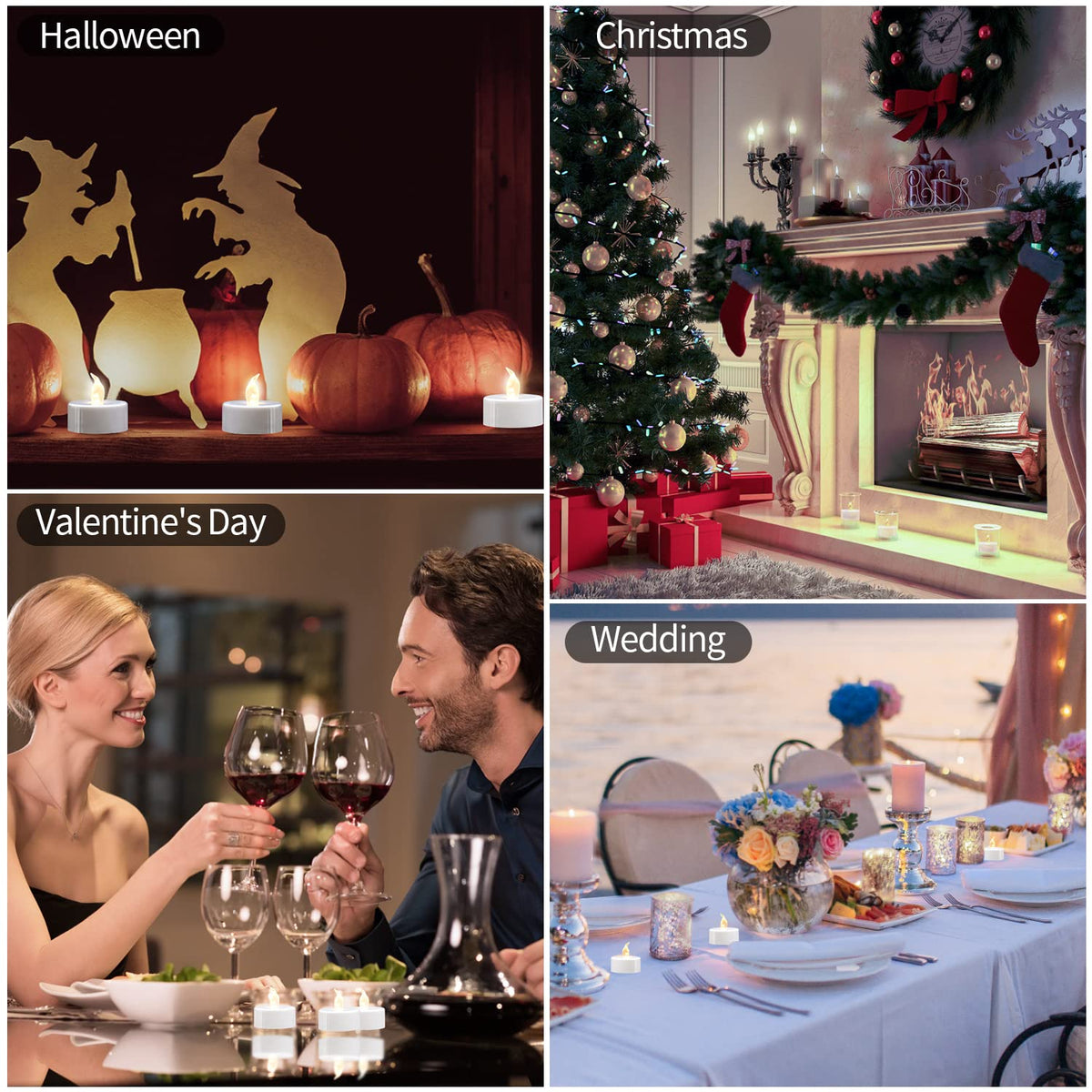 KOABY 100 Pack Warm White LED Tea Lights, Last 100H+, Flickering Flameless Battery Operated Tea Lights for Decor
