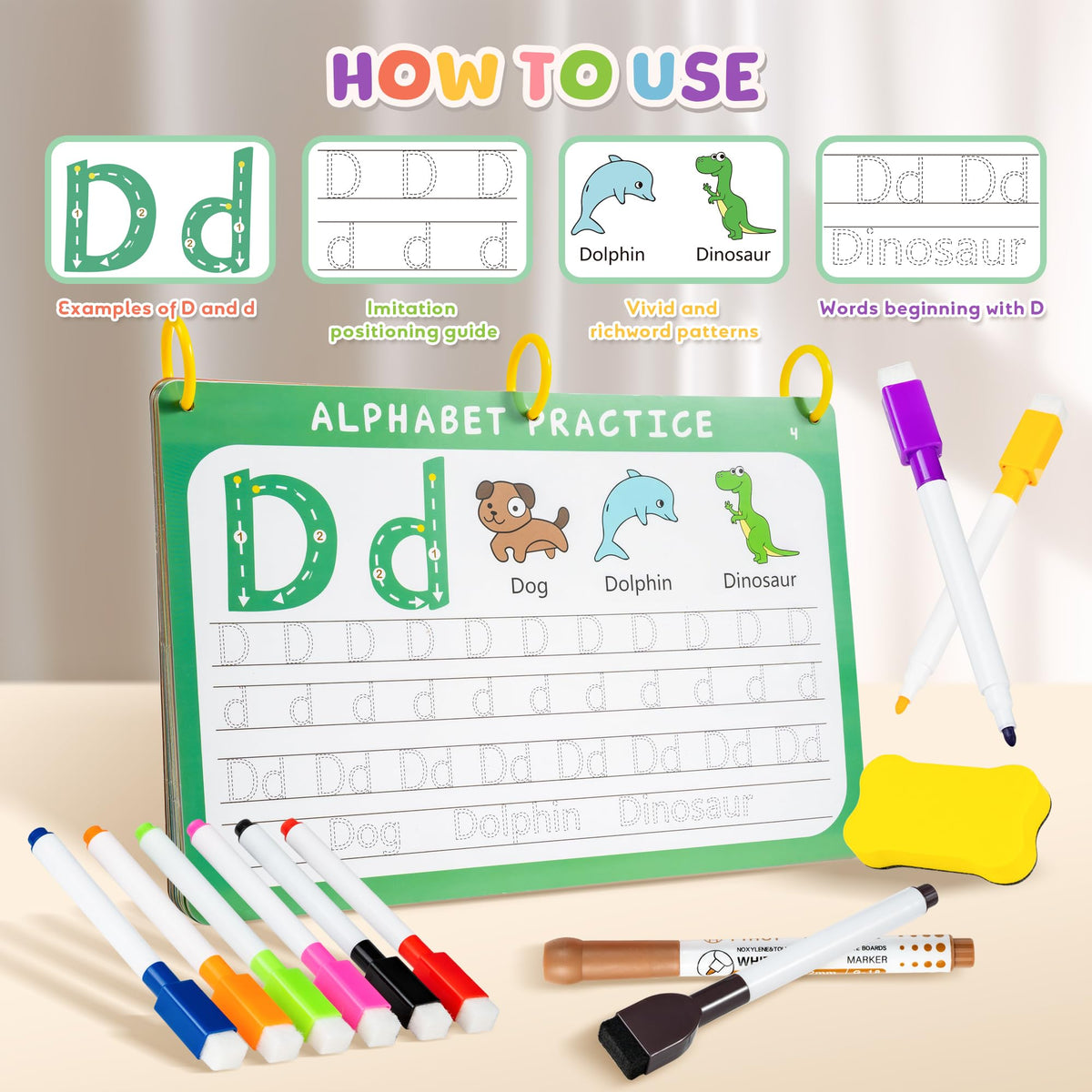 Fabeto Preschool Learning Activities Educational Workbook: Prek Handwriting Practice Tracing Busy Book - Toddlers Educational Toys - Autism Learning Materials | Montessori Games for Kids Age 3 4 5