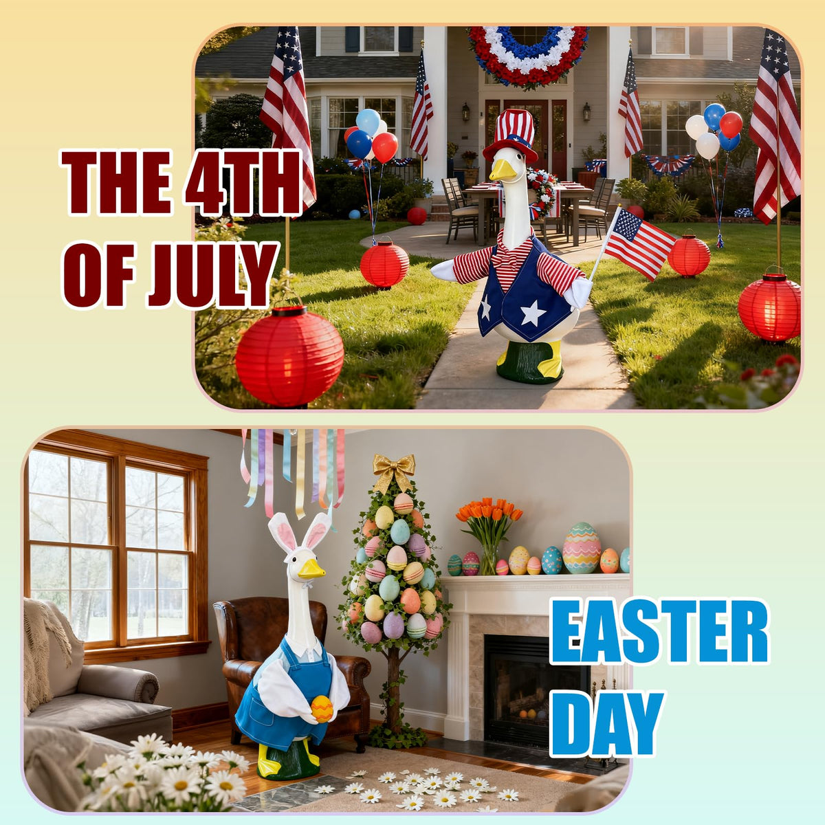 Lafans 8 Set Holiday Porch Goose Outfits Kit for Year-Round Decor: Christmas, Halloween, Thanksgiving, 4th of July, Valentine‘s, Easter, St. Patrick’s Day & Winter Ski Suit(23inch)