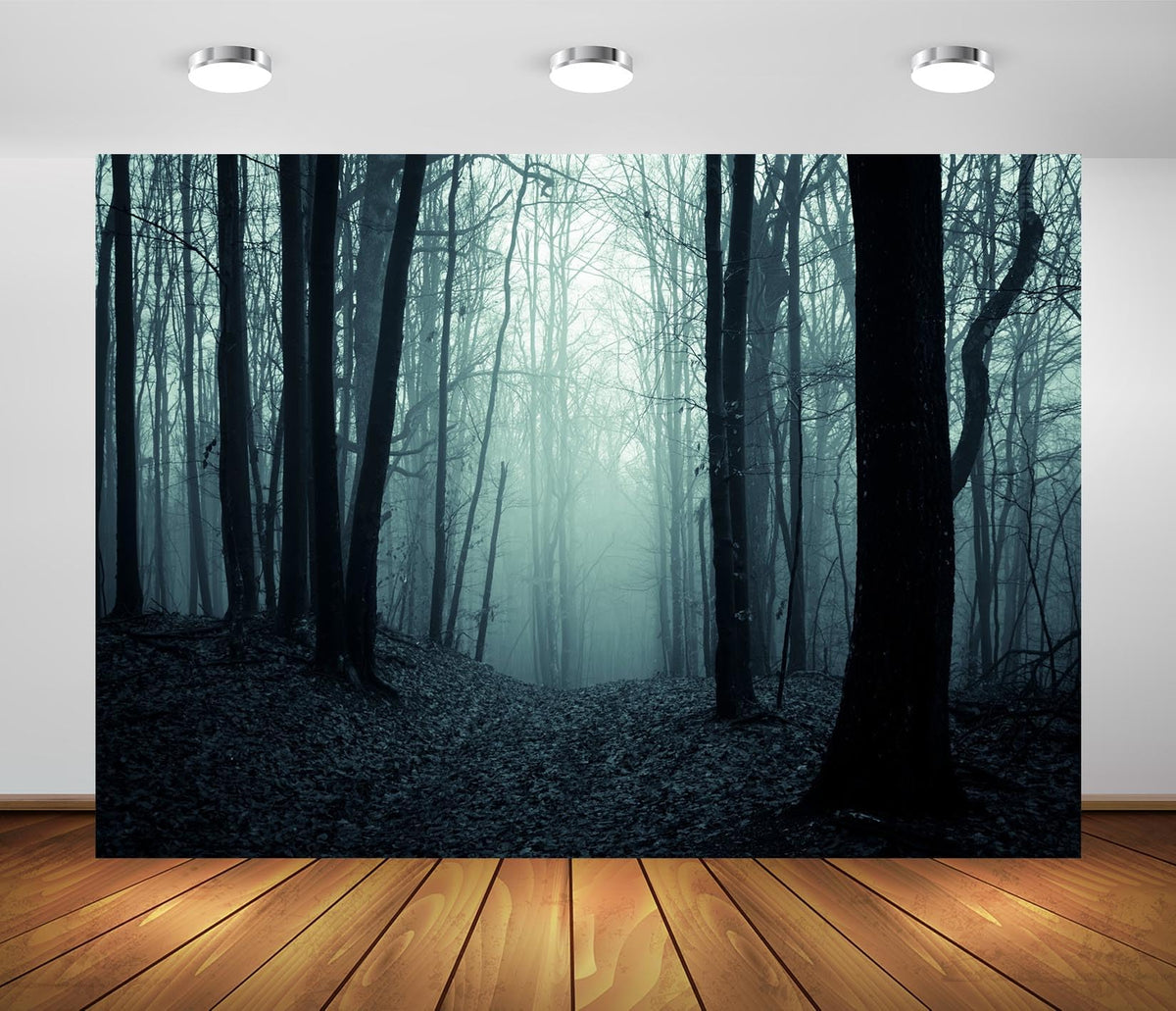 BELECO 7x5ft Fabric Spooky Dark Forest Backdrop Halloween Haunted Misty Woods Magic Grove Vampire Evil Trees Background Halloween Forest Party Decorations Photo Studio Prop