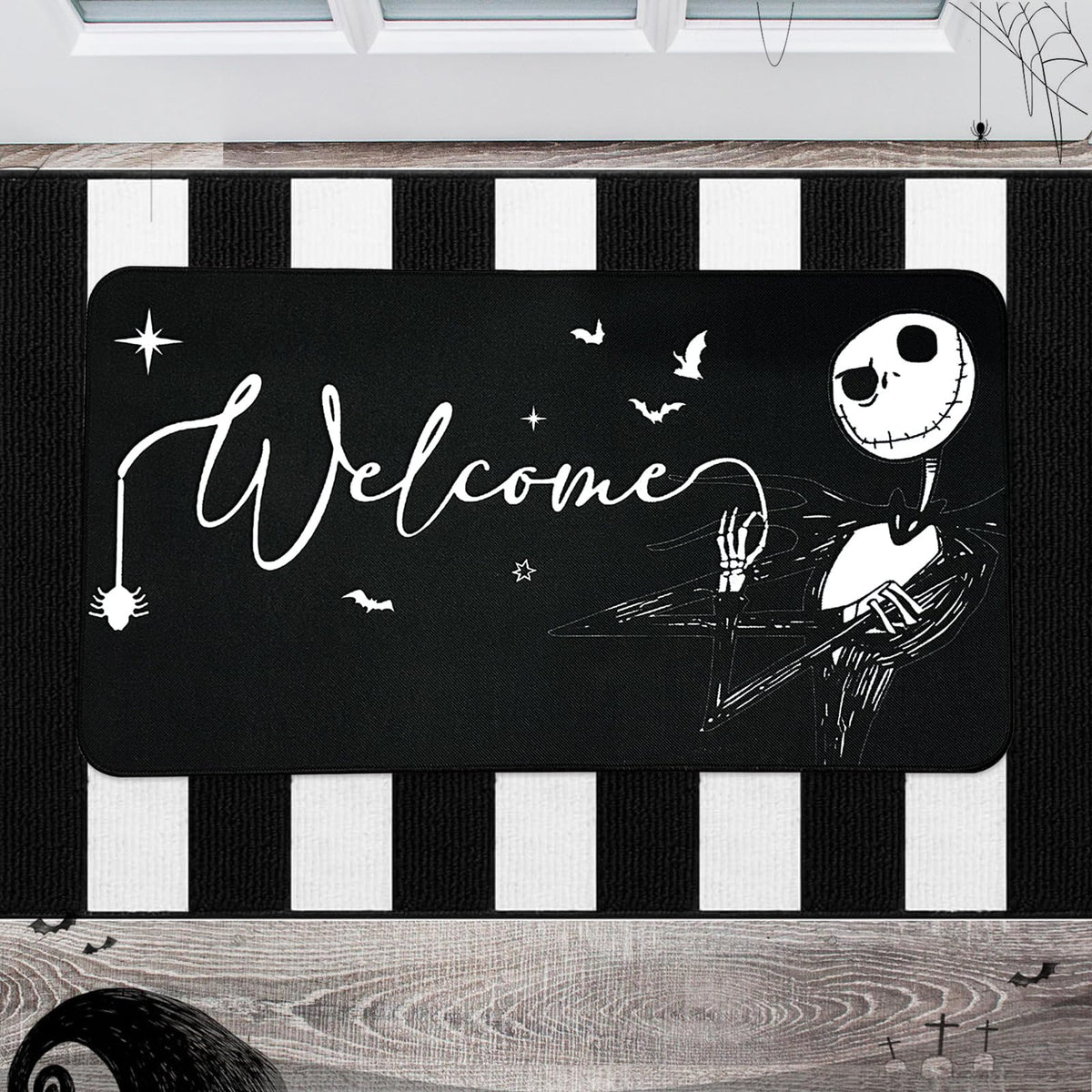 Darno Jack Skeleton Door Mat 30x17 inch, Nightmare Christmas Welcome Doormat, Nightmare Christmas Gfits, Nightmare Christmas Decor