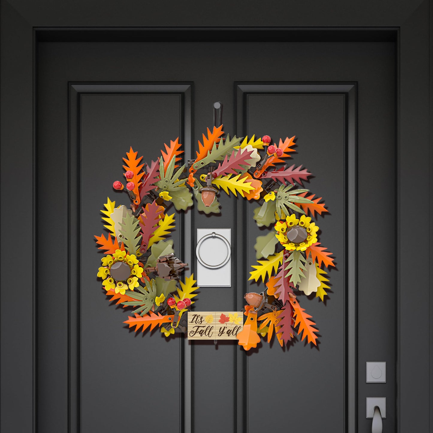 Brickcraft Harvest Wreath Brick Building Kit, 382 Pieces | DIY Autumn & Halloween Home Décor | 2-in-1 Fall Wreath & Garland Craft | Festive Thanksgiving Decoration Gift for Kids & Adults, Ages 8+