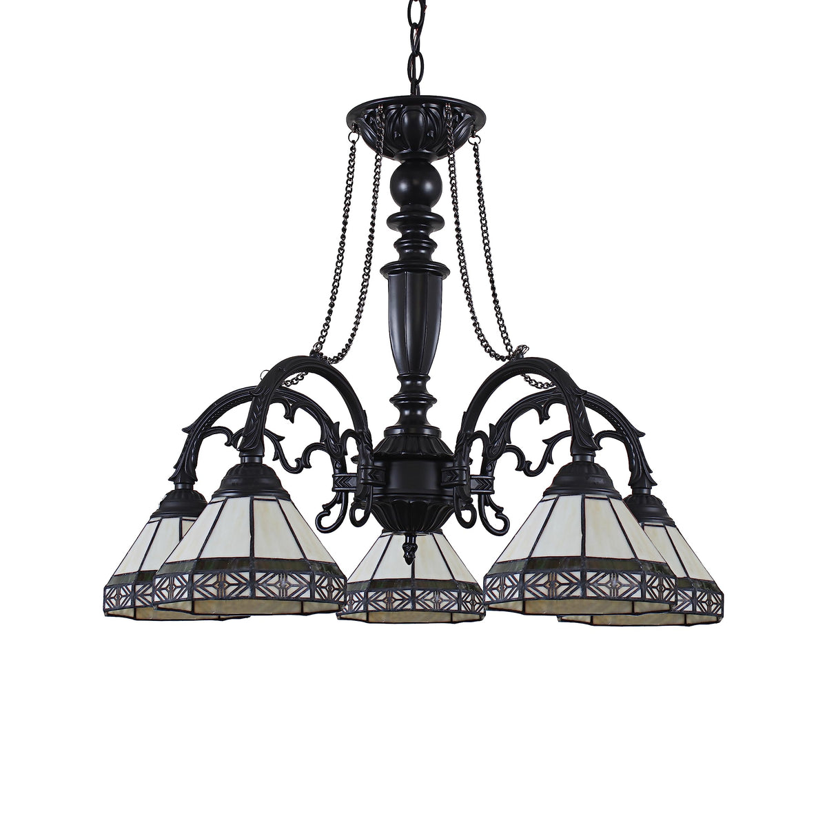 Chloe Lighting Belle Tiffany-Style Chandelier, 5 Light, 27in Wide, Stained Glass, Model CH31315MI27-DC5