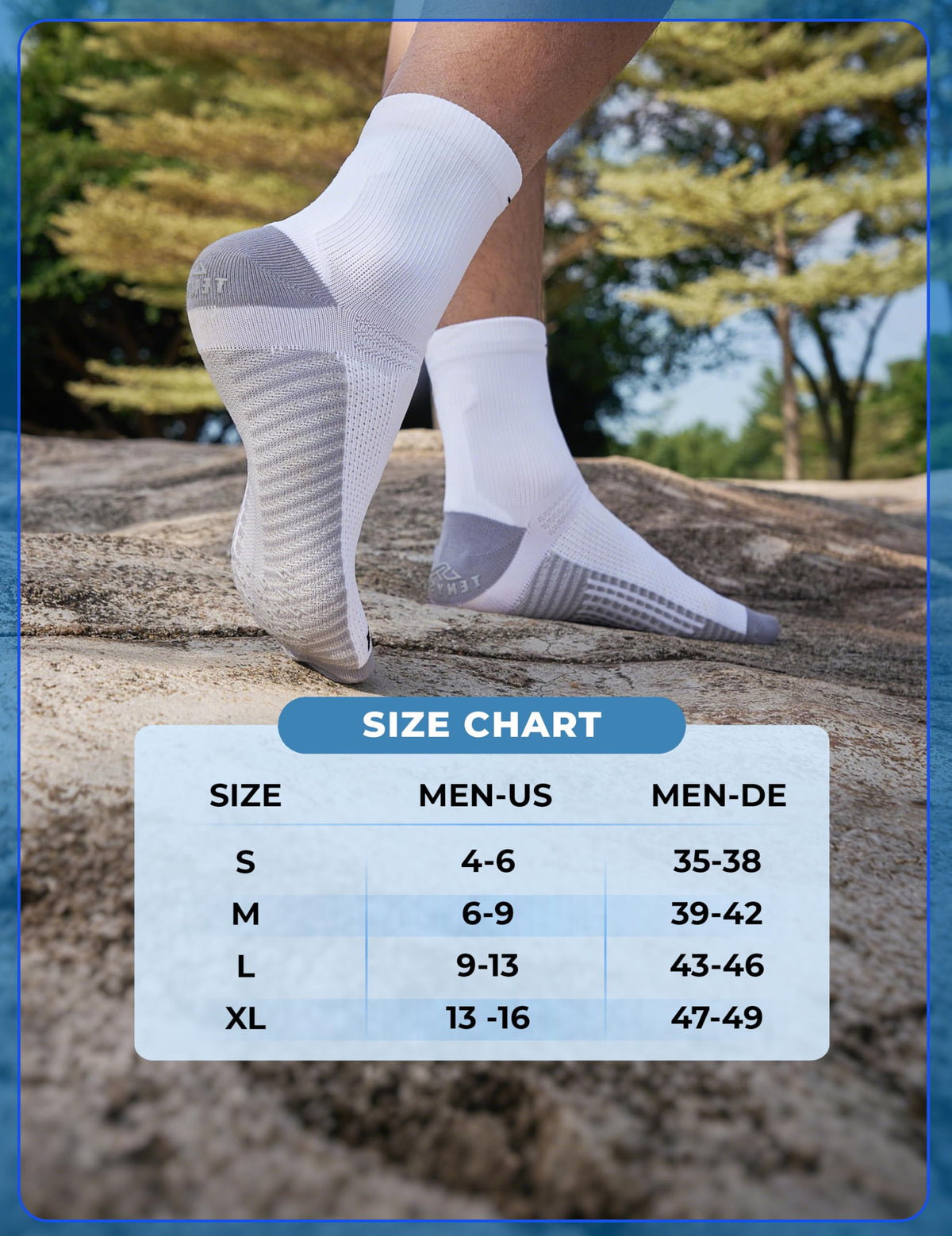TENYSAF Men's Compression Socks for Running: 3 Pairs Grip Athletic Socks - Breathable Non-Slip for Runner Gym Badminton Sports White Size 9-13