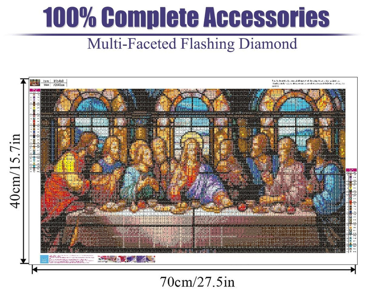BOHADIY 5D DIY The Last Supper Diamond Painting Kits for Adults, Large Size Full Drill Diamond Arts Rhinestone Pasted, DIY Painting Diamond Dot Arts Crafts for Home Wall Decor Gift 27.5 X 15.7 Inch