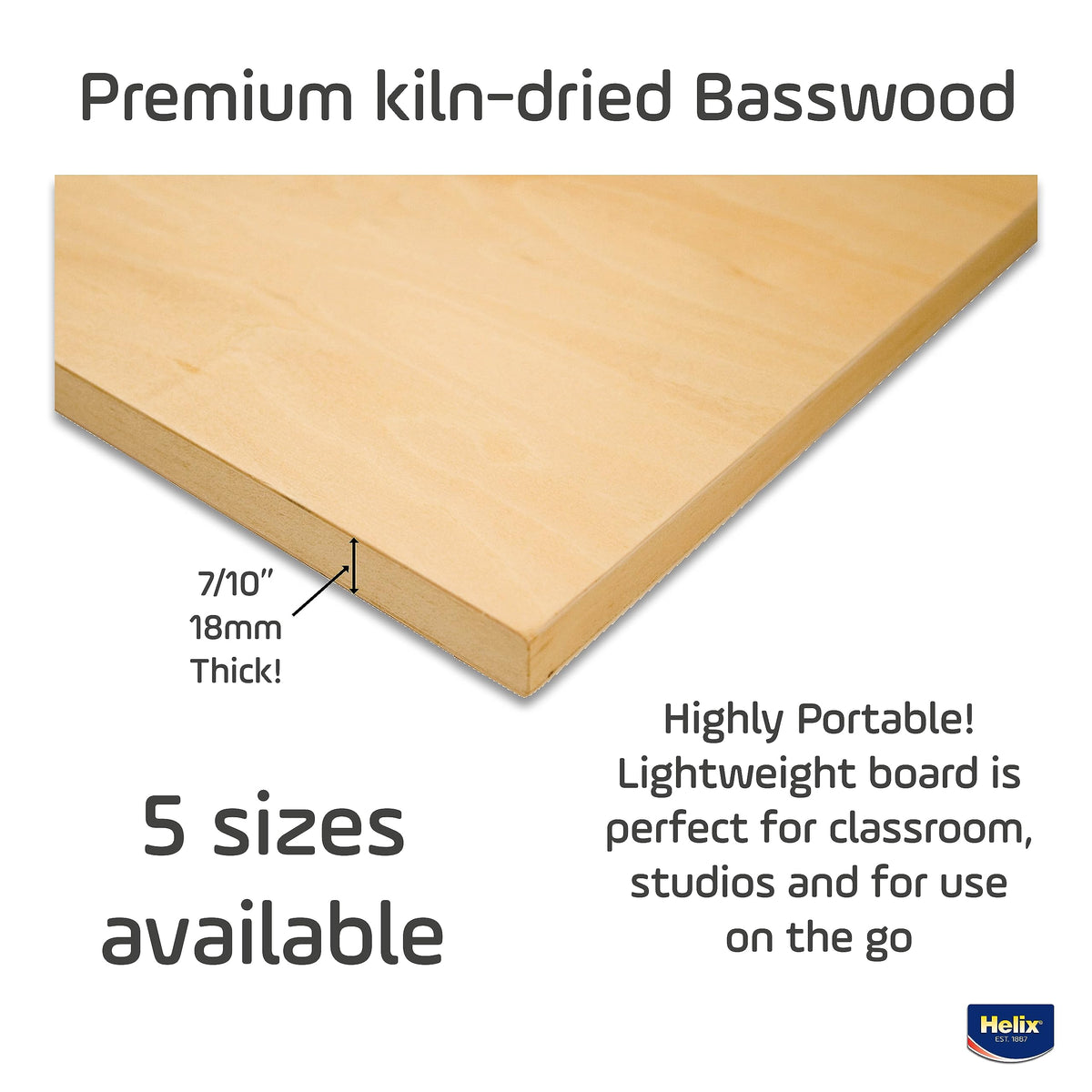 Maped - Helix Wooden Lightweight Drawing Board 24 x 36 Inch - Students and Artists - Sketching Outdoors - Lightweight Portability - Premium All-Wooden Construction, Sanded Basswood, Air-Tite core