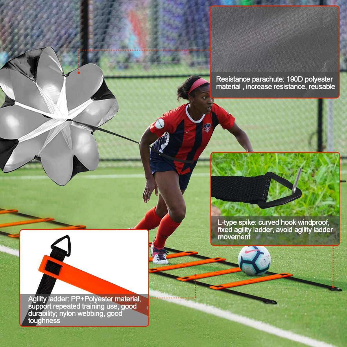 Supvision 24Pcs Soccer Agility Training Equipment Set Ultimate AgilityPoles Cones Ladder More for Quick Assembly and Easy Portability Suitable for All Skill Levels Enhance Speed Orange