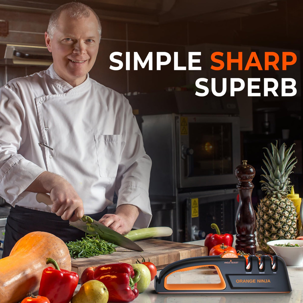 5 Precision Adjust Knife Sharpener- 3-Stage Premium Kitchen Knife Sharpener to Repair, Restore & Polish Blades by Sharp Pebble