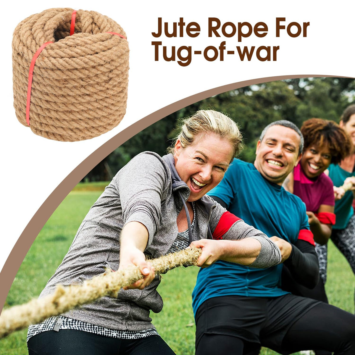Jute Rope (1 in X 100 ft), 25mm Thick Twisted Manila Ropes,Tug of War Rope,Thick Ropes Natural Heavy Duty Hemp Rope for Swing Bed, Crafts, Railing, Tug of War, Home Decorating (25mm, 100FT)
