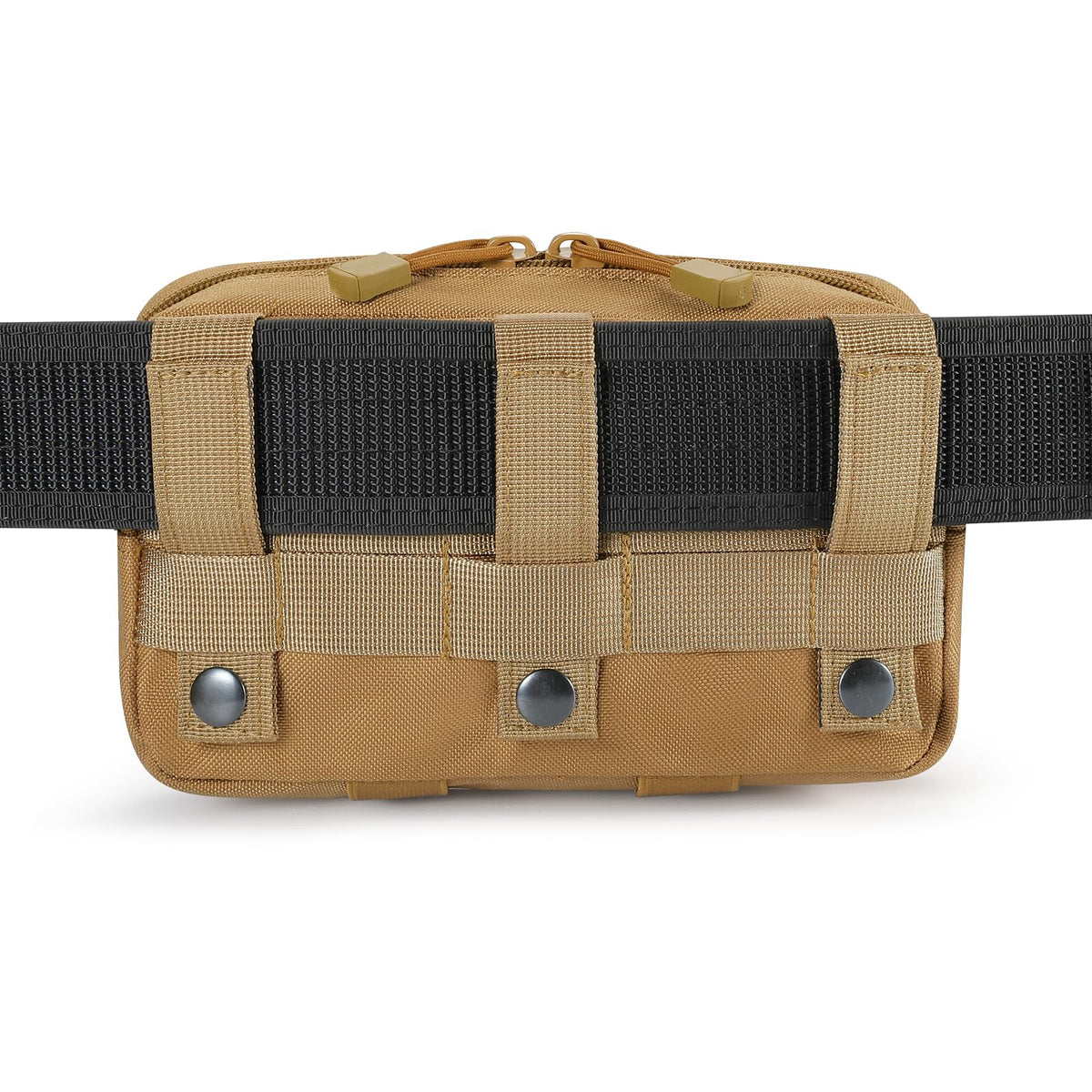 FRTKK Tactical Molle Admin Pouch Utility Laser Cut EDC Tool Pouch Bag Horizontal Modular Pouches Include US Flag Patch and Keychain (Tan)