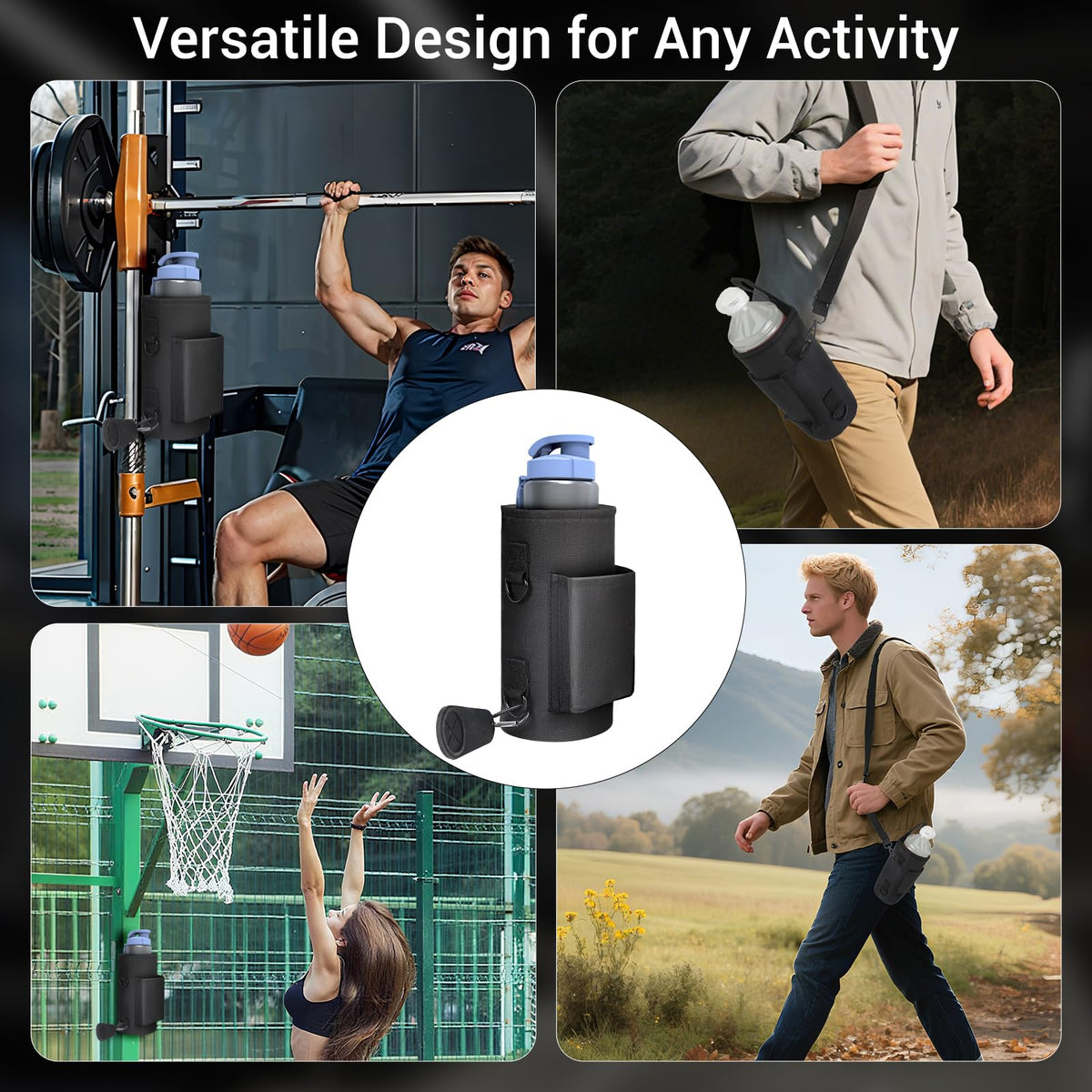 Magnetic Gym Bag with Phone Pocket Water Bottle Holder – 6 Built-in Magnets for Hands-Free Use – Ideal for Workouts, Outdoor, Travel – Securely Attaches to Equipmen (Olive Green)