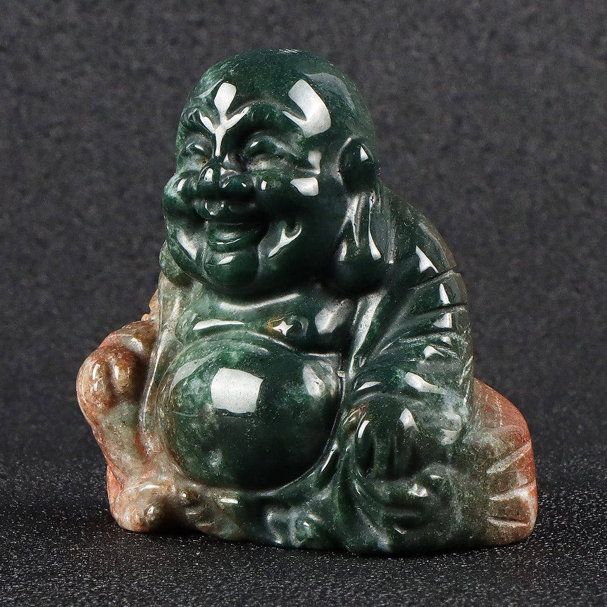 Artistone Crystals 2.0 inch Hand Carved Ocean Jasper Maitreya Buddha Figurine Healing Crystal Gemstone Seated Lucky Buddha Pocket Stone Home Decoration