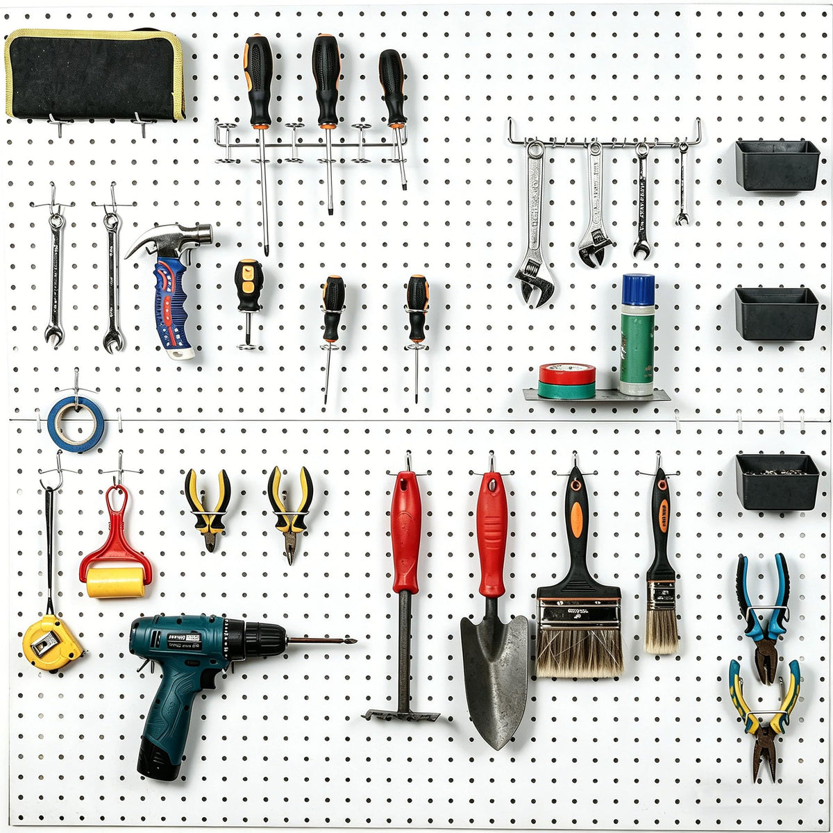 FRIMOONY Pegboard Hooks Assortment with Pegboard Bins, Peg Locks, for Organizing Various Tools, 80 Piece