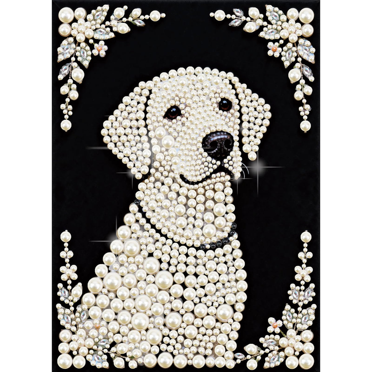 Stalente Pearl Diamond Painting Kits for Adults Dog, 5D Special Shape Diamond Art Kits for Beginners, Crystal Rhinestones Diamond Painting for Home Wall Decoration Gift 12×16inch, Animal