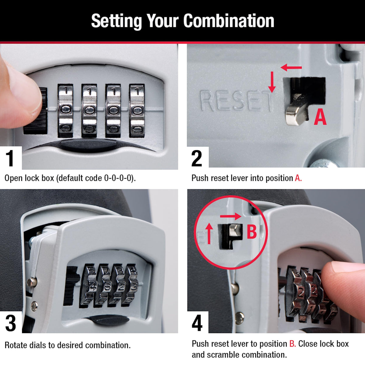 Master Lock Key Lock Box for House Keys – Outdoor Portable Combination Lockbox with Resettable 4 Digit Code, Weather Resistant Durable Metal Body, Holds 5 Keys, 5400D Black