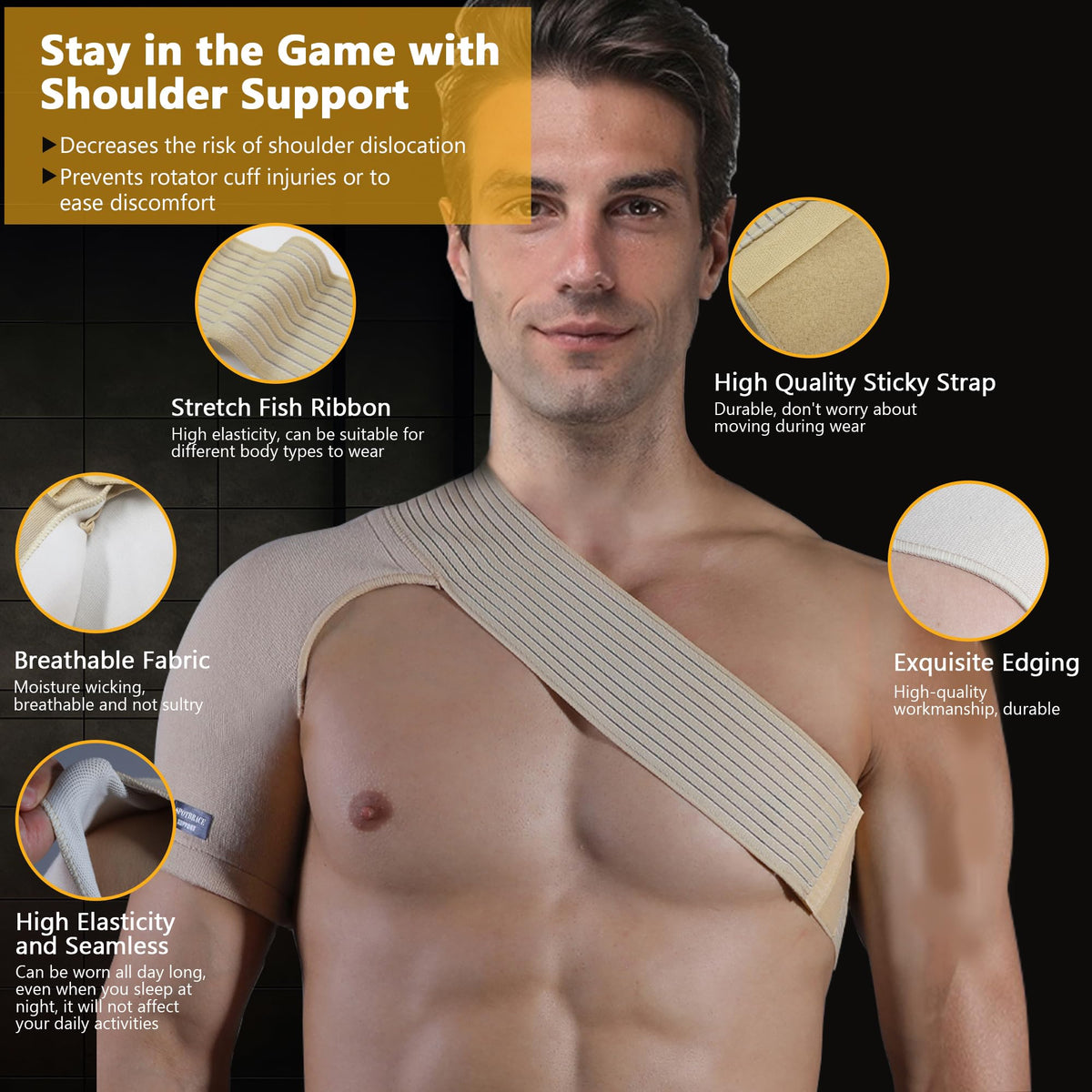 SPOBTRACE Shoulder Brace For Torn Rotator Cuff For Men Women, Adjustable Shoulder Compression Sleeve Support Brace Arm Sling Immobilizer For Pain Relief,Sleep,Injuries(XS/S)