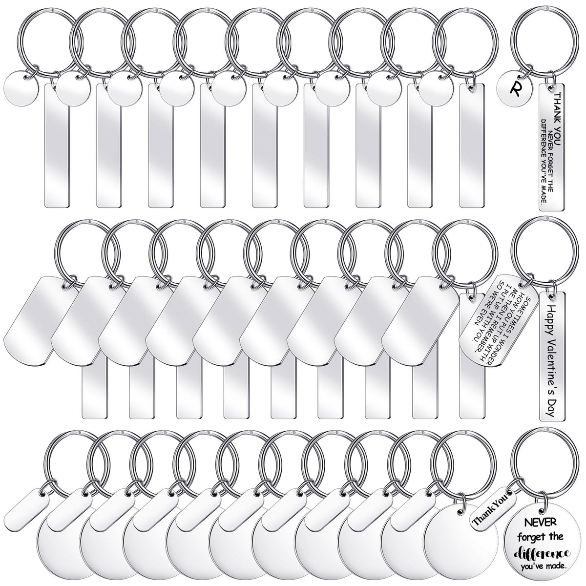 Gisafai 30 Pcs Engravable Stainless Steel Keychain Blanks Silver Metal Blank for Laser Engraving Crafts Gifts