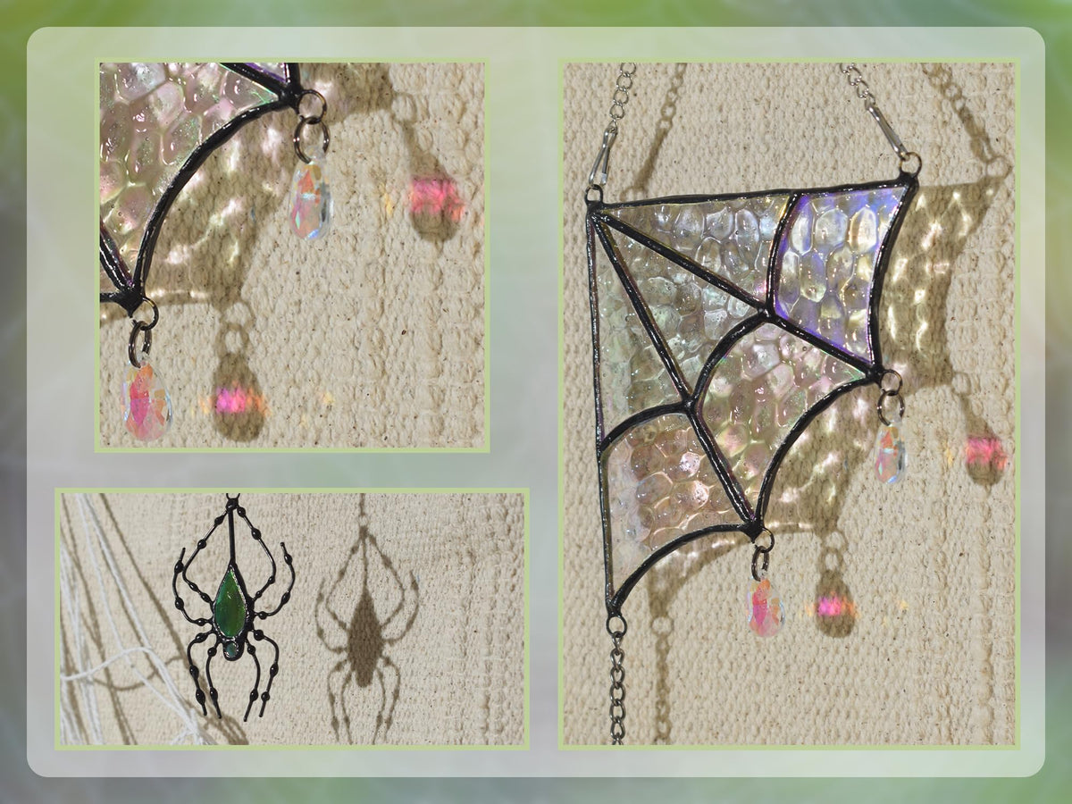Velasyart Stained Glass Spider Web Suncatcher - Gothic Window Suncatcher Decor