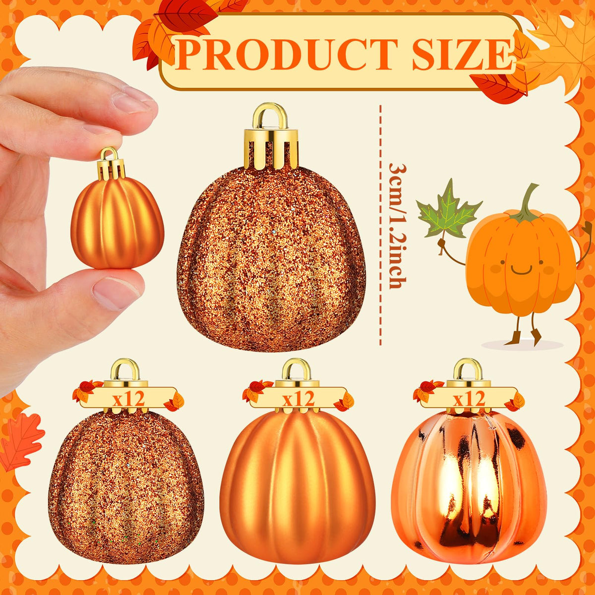Colingmill 36 Pcs Fall Tree Ornaments Pumpkin Hanging Ornaments Thanksgiving Fall Decorations Mini Pumpkin Ball Decorations Farmhouse for Small Tree Autumn Home Halloween Party(Cute,Pink)