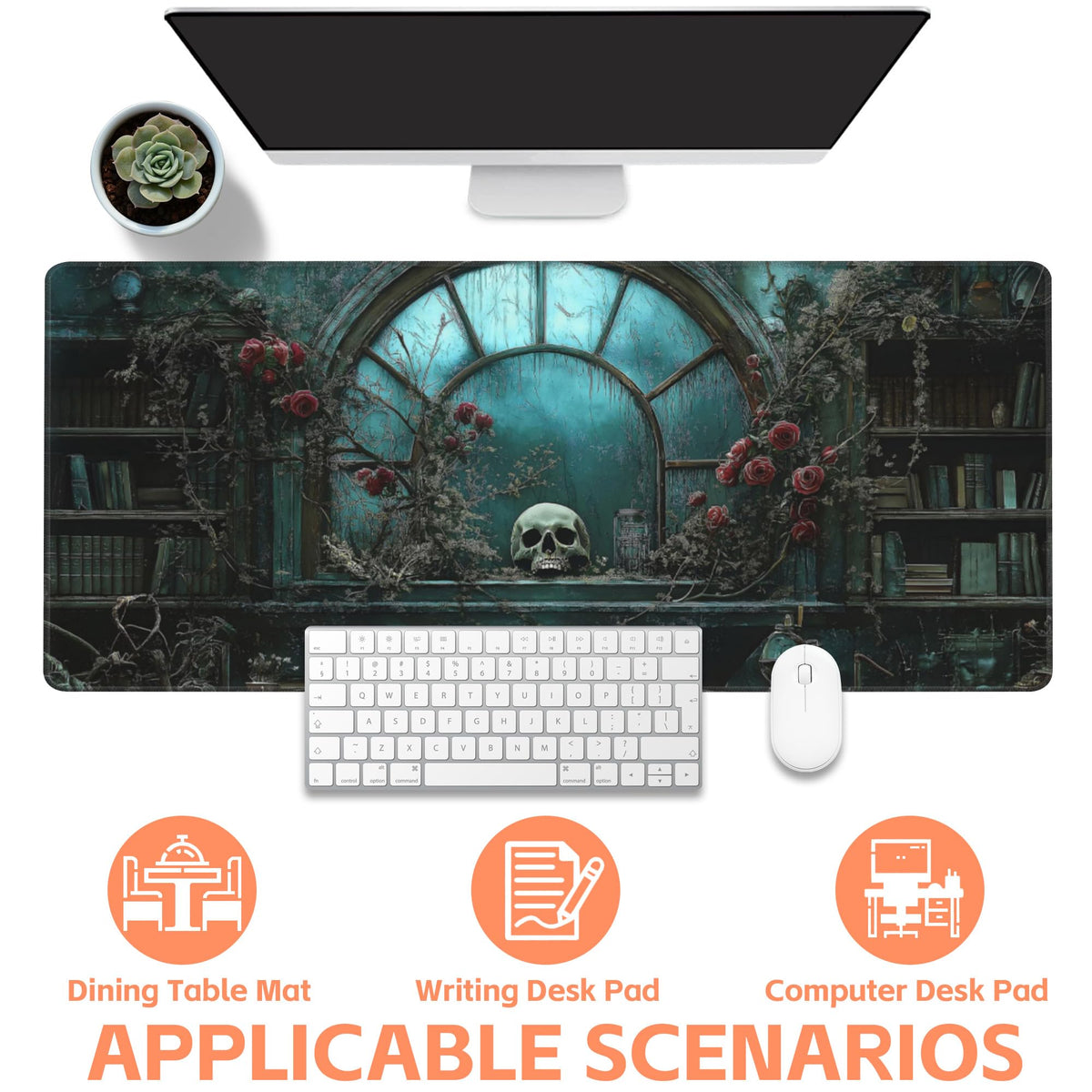 NIYLYNSYN Gothic Art Gaming Mouse Pad,Large Non-Slip Thick Stitched Edge Mouse Mat for Home Office Gaming Keyboard Desk Pad (35.4 x 15.7 Inches)