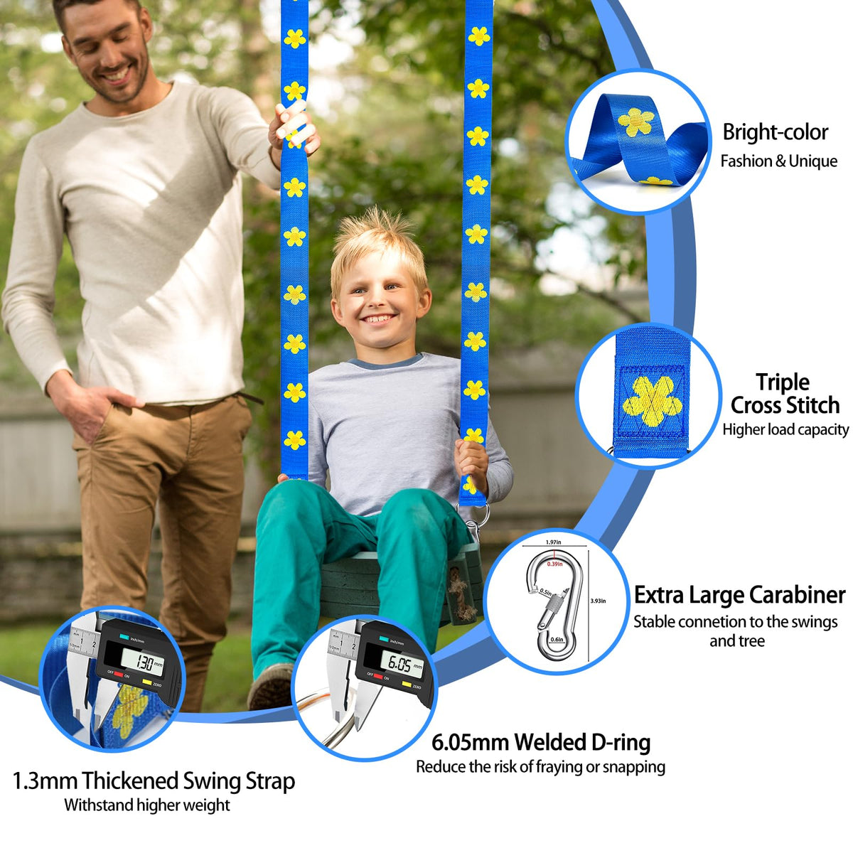 Werflyto Safe Tree Swing Hanging Straps Kit, 3FT/10FT/15FT/20FT, Heavy Duty Holds 5500LBS Extra Long Adjustable Tree Swing Straps, Easy & Fast Way to Hang Any Swing or Hammock(20 FT)