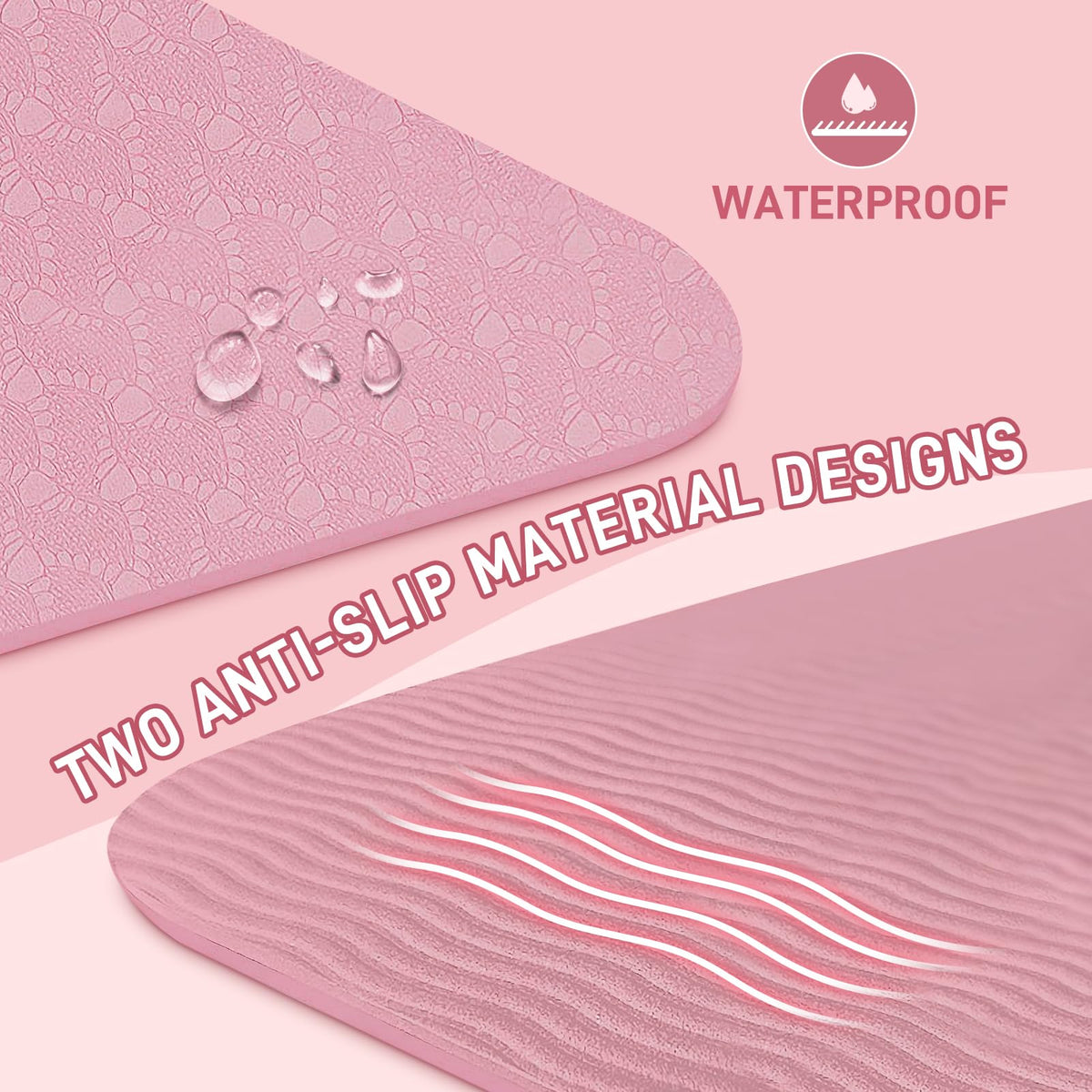 Kanonmaori Foldable Yoga Mat for Travel 72"x 32"x 0.32"Inch, 8mm Thick Folding Exercise Mat, Outdoor Non-slip Pilates Mat for Women & Men, Wide Yoga Mat Packable for Workout and Fitness（pink）