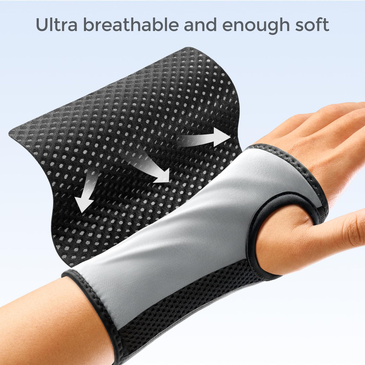 FREETOO Wrist Brace for Carpal Tunnel,[New Upgrade-Anatomically shaped] Adjustable Wrist Support Splint for Men and Women,Hand Brace for Pain Relief, Tendinitis,Arthritis,Right Hand,Medium,Black-Grey
