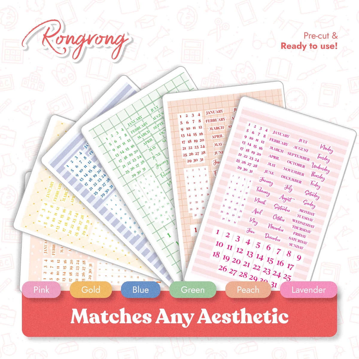 Rongrong Time to Date Planner Stickers Book for Planners, Calendars and Journals – Never Miss a Deadline with Our Essential Date Stickers – Scrapbook Accessories – 24 Pages