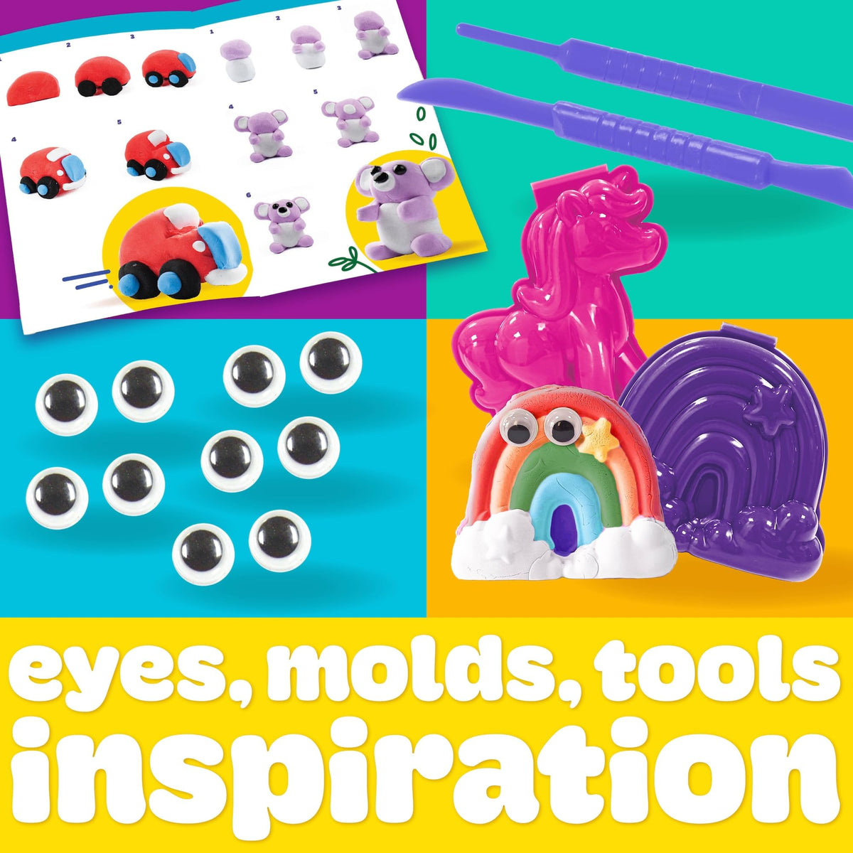 Play-Doh Air Dry Clay Case, Scented Variety Pack, 13 Air-Dry Clays, Fun Molds, Wiggly Eyes, and Sculpting Tool, Arts and Crafts Supplies, Modeling Clay, Fun Kids Activities, Pottery