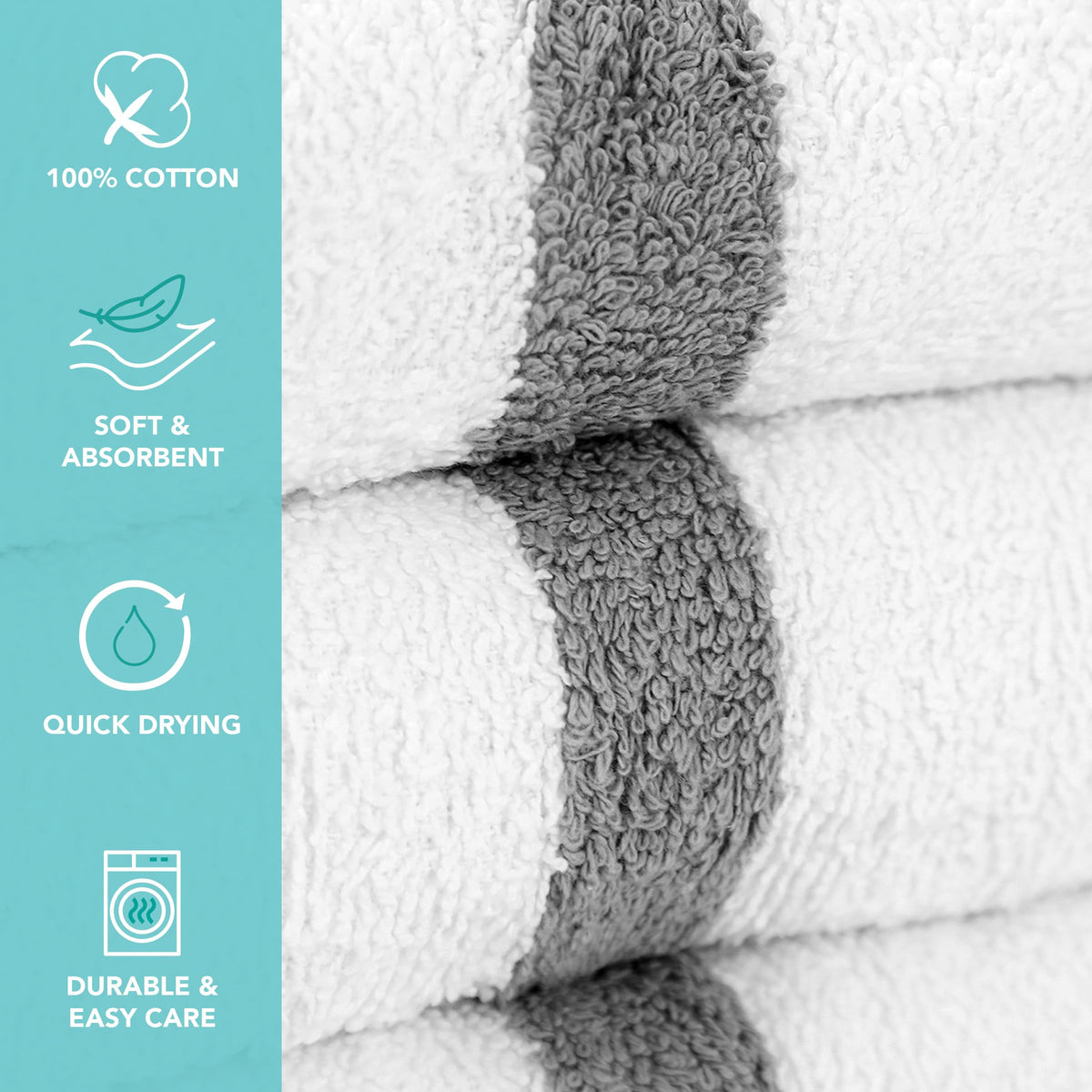 Arkwright White Hand Gym Towels - Pack of 12 - Bulk 100% Cotton Soft Quick Dry Sweat Absorbent Hotel Quality Towels for Workout, Bathroom, Spa, Pool, 16 x 27 in, Grey